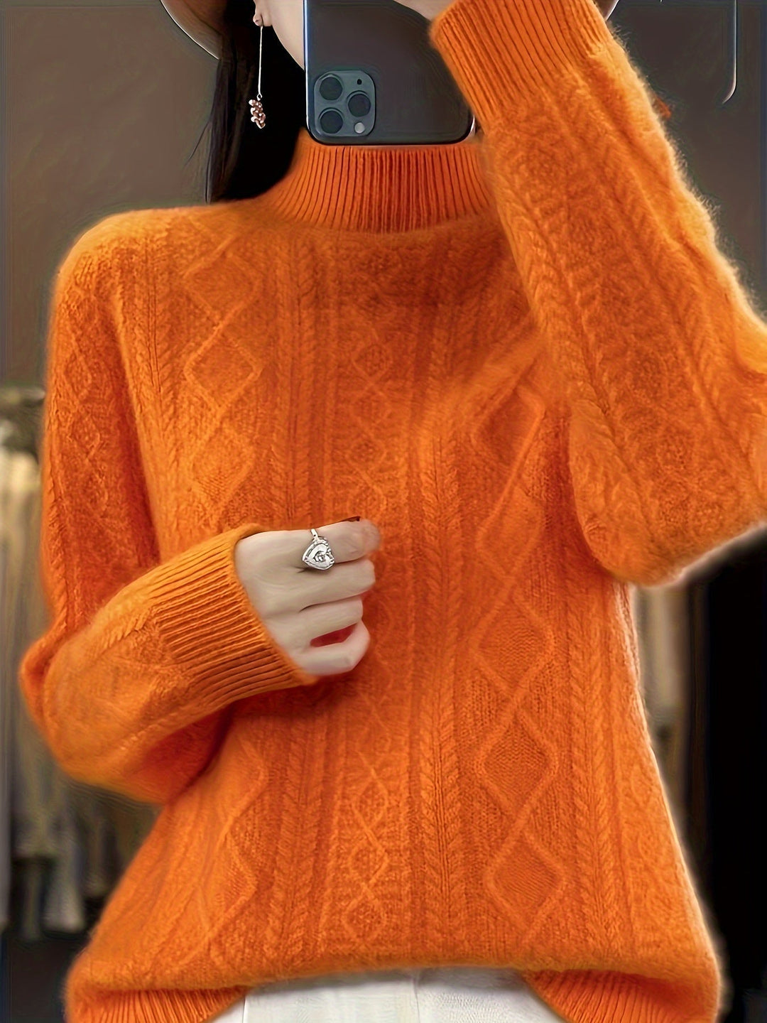 Drune |  Wollstrickpullover mit gemütlichen langen Ärmeln Pullover Damen - Perfekt für Freizeitkleidung