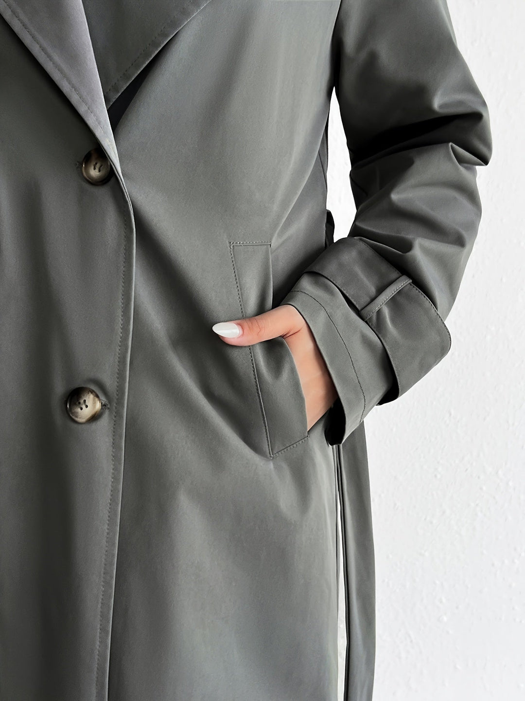 Drune | einfarbiger Trenchcoat mit Gürtel für Damen - Perfekt für legere Tage