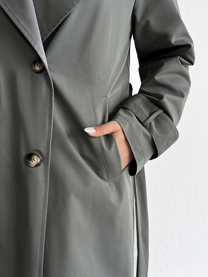 Drune | einfarbiger Trenchcoat mit Gürtel für Damen - Perfekt für legere Tage