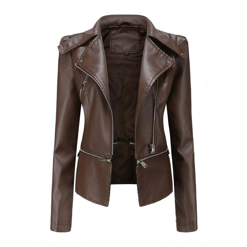 Drune | Gothic Soft Leather Jacket with Lapel and Breathable Zipper Design