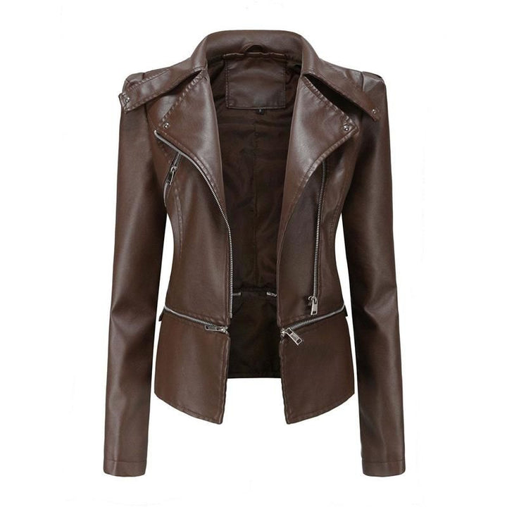 Drune | Gothic Soft Leather Jacket with Lapel and Breathable Zipper Design