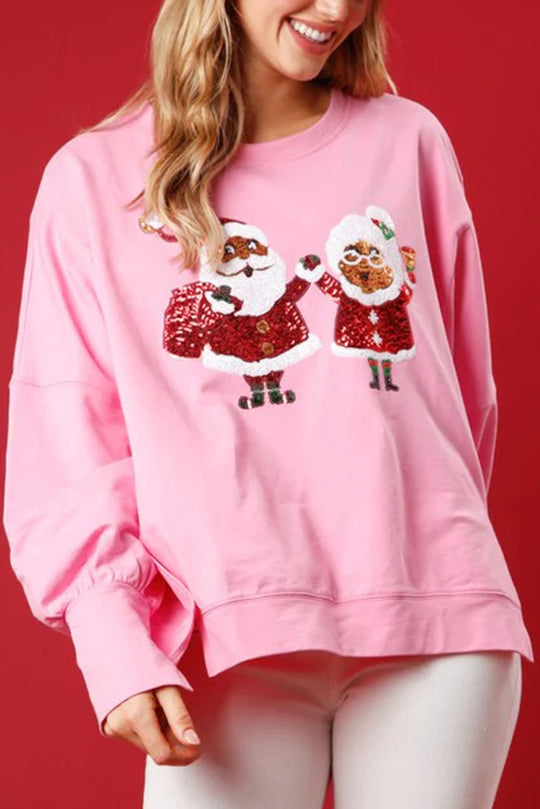 Drune | Weihnachtsmann Pailletten Lässig Lockere Lange Ärmel Sweatshirt