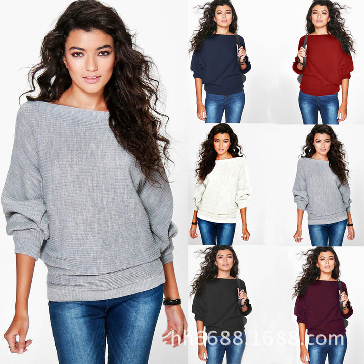 Damen Lässiger Oversized Pullover mit weiten Ärmeln und strukturiertem Stoff Drune