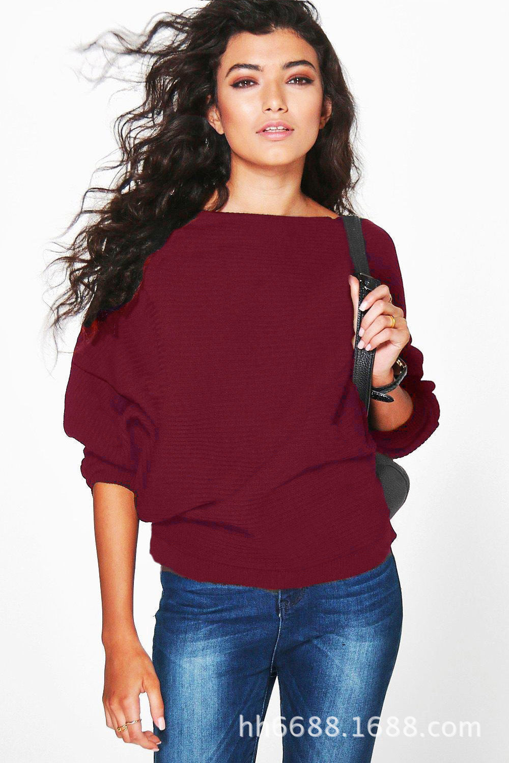 Damen Lässiger Oversized Pullover mit weiten Ärmeln und strukturiertem Stoff Drune