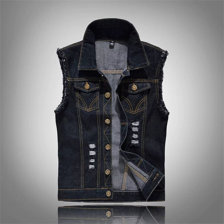 Drune | Zerrissene Denim-Weste