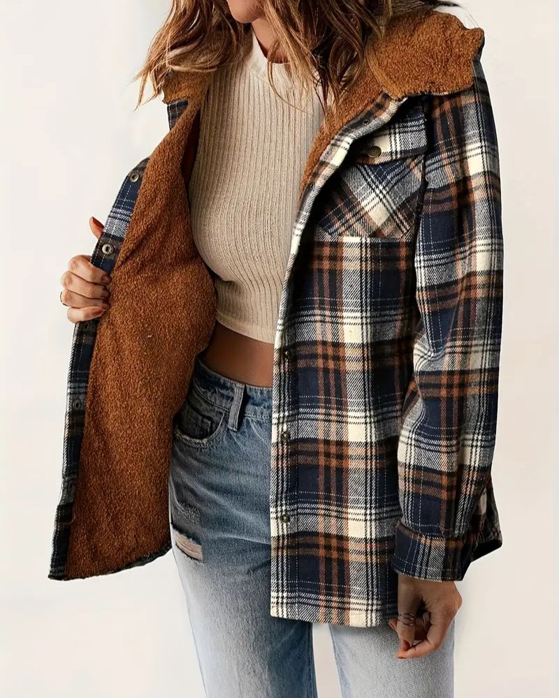 Drune | Kariertes Jacket mit Sherpa Futter