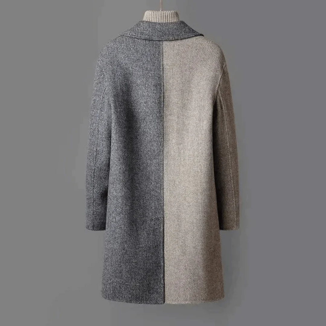 Drune | Frauen Elegante Zweifarbige Lange Jacke Klassischer Stil
