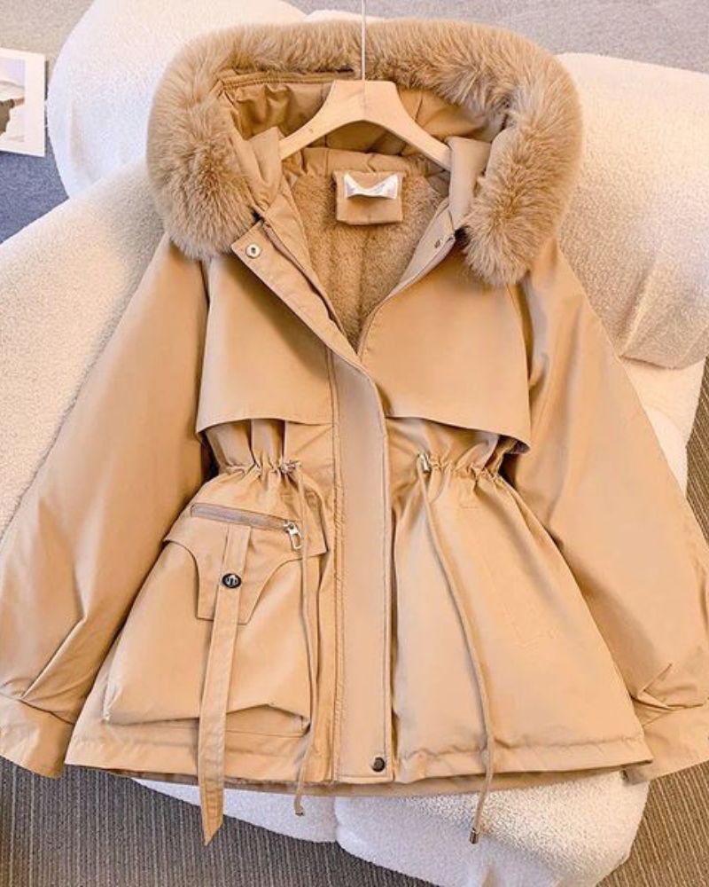 Drune | Eleganter Brévine Mantel mit Faux-Fur-Kragen
