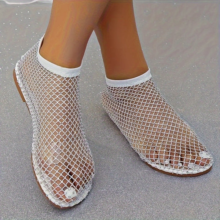 Drune | Konstruktion Strasa, Flache Schuhe, Durchsichtige Sandalen für Den Strand