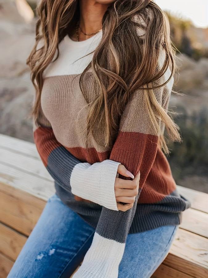 Drune | Stilvoll Gestreifter Strickpullover für Frauen