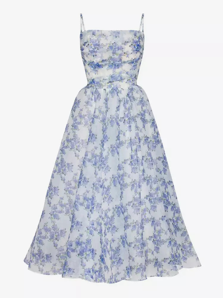 Damen Midi-Kleid mit elegantem Chiffon und floralen Applikationen Drune