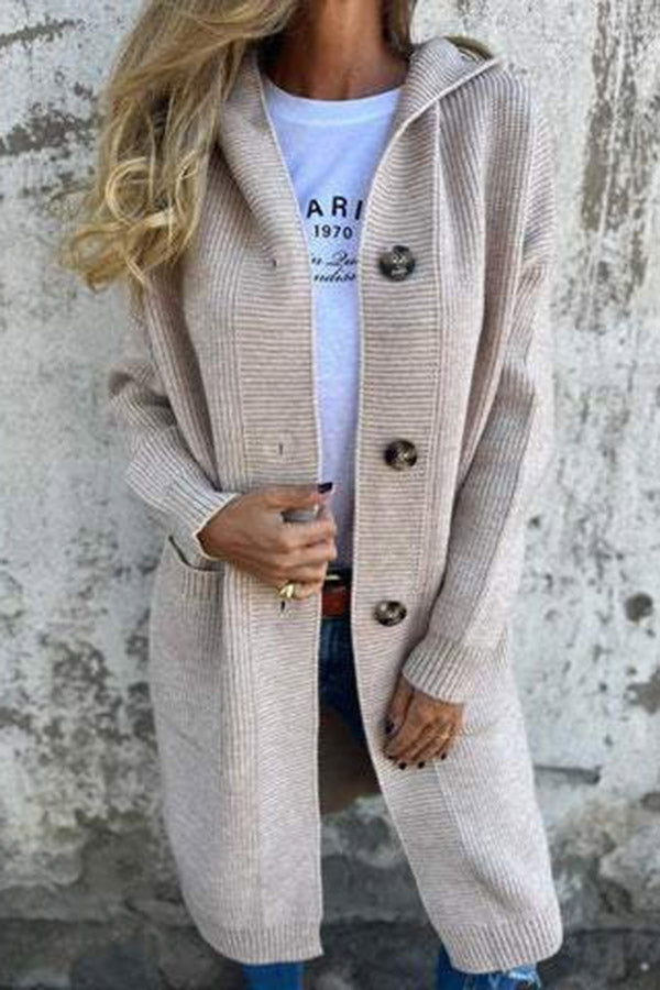 Drune | Lässiger Herbst Strickcardigan mit Kapuze für Frauen