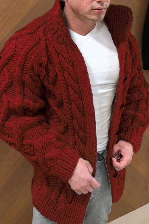 Drune | Herrenstrickjacke mit Stehkragen