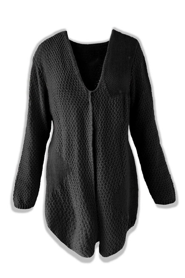 Drune | Strick-Mid-Length-Strickjacke mit langen Ärmeln