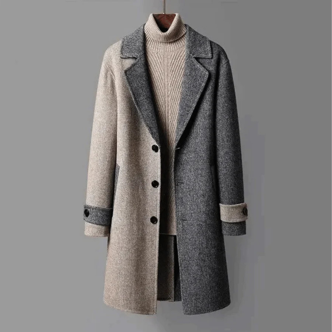 Drune | Frauen Elegante Zweifarbige Lange Jacke Klassischer Stil