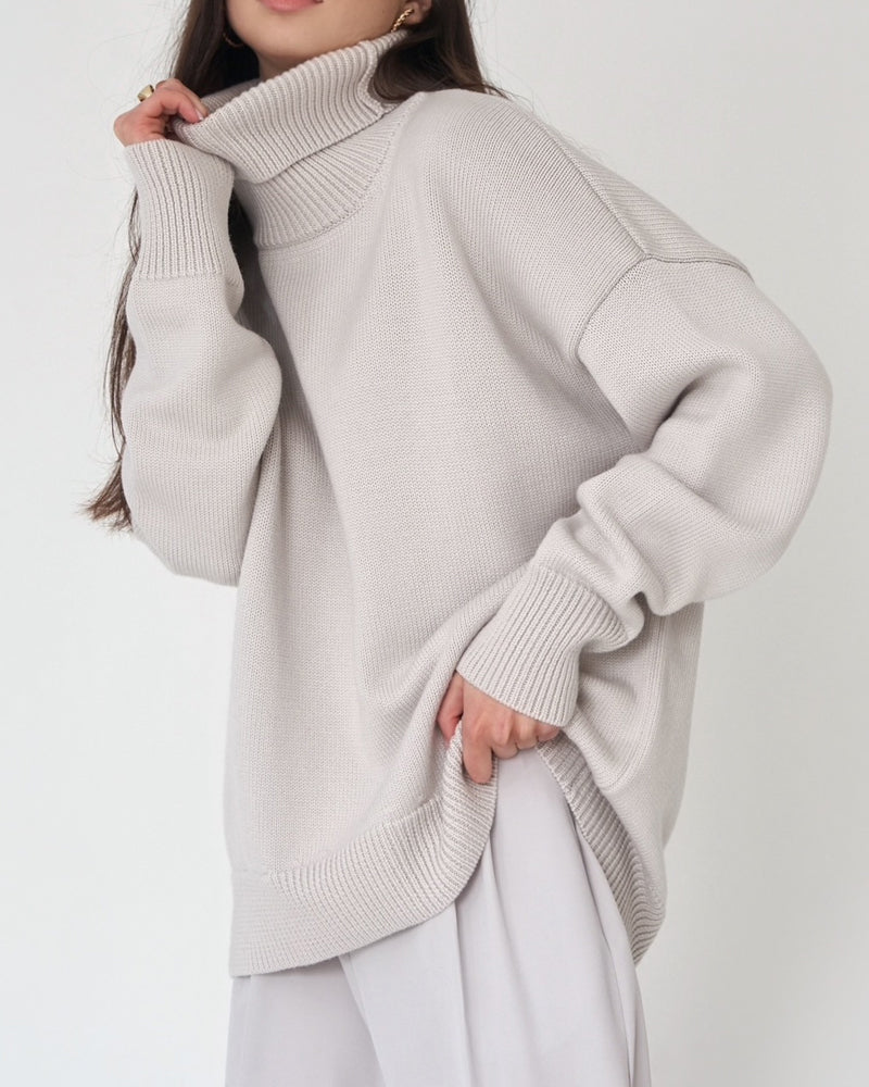 Drune | Eleganter Oversized Damen Rollkragenpullover Aus Baumwolle
