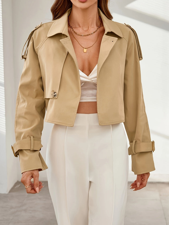 Drune | Stylischer Khaki Cropped Trenchcoat - Bequem & Elegant