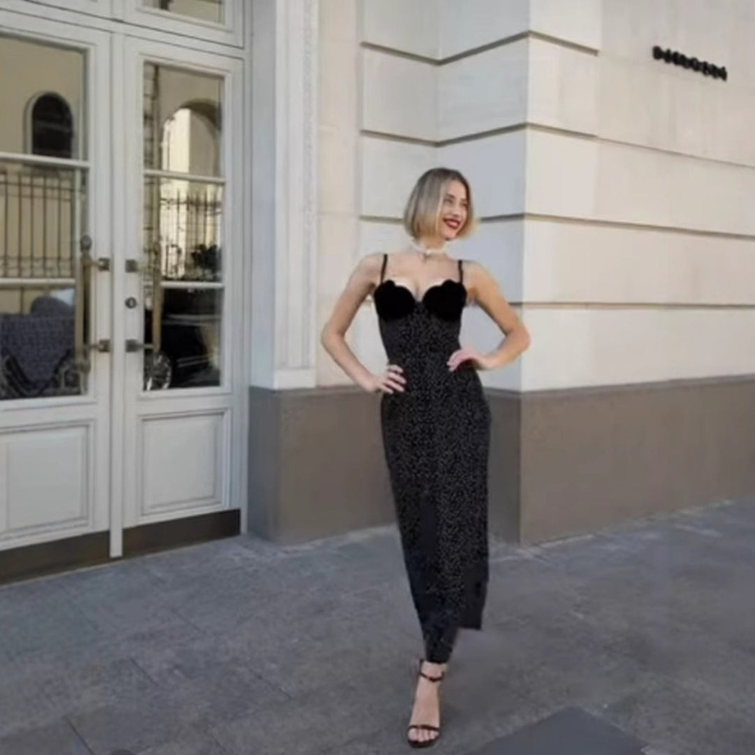 Drune | Kontrastfarbenes Kleid mit Polka-Dot-Print