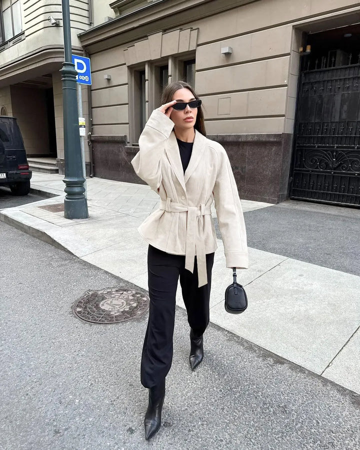 Drune | Retro Wildlederjacke mit langen Ärmeln