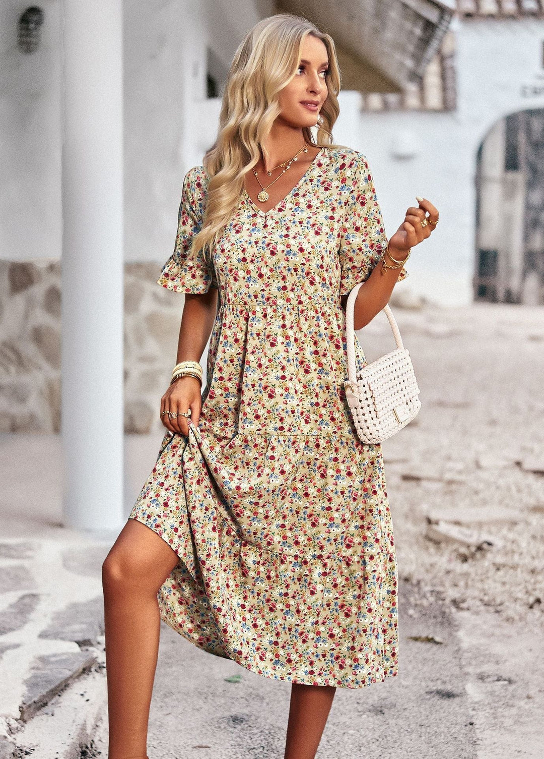 Drune | Elegantes V-Ausschnitt Kleid Für Damen