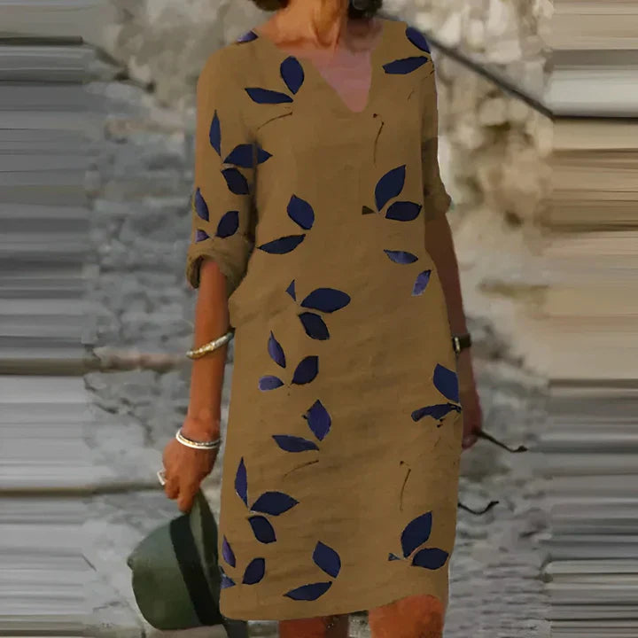 Drune | Wunderschönes Blätterdruck-Sommerkleid für Frauen