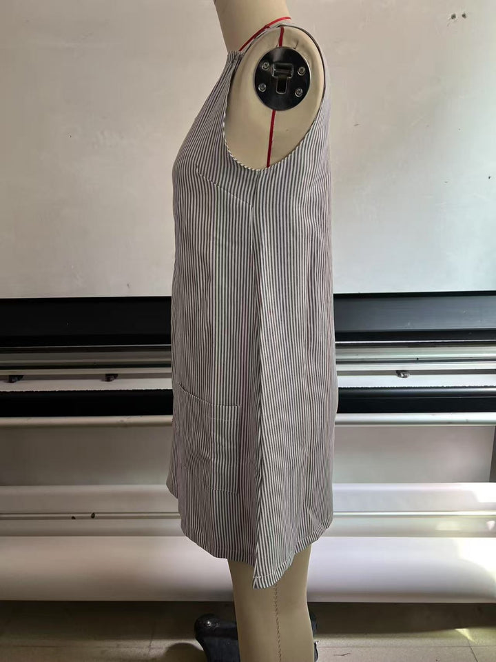 Drune | Gestreiftes Kleid mit Knopfleiste