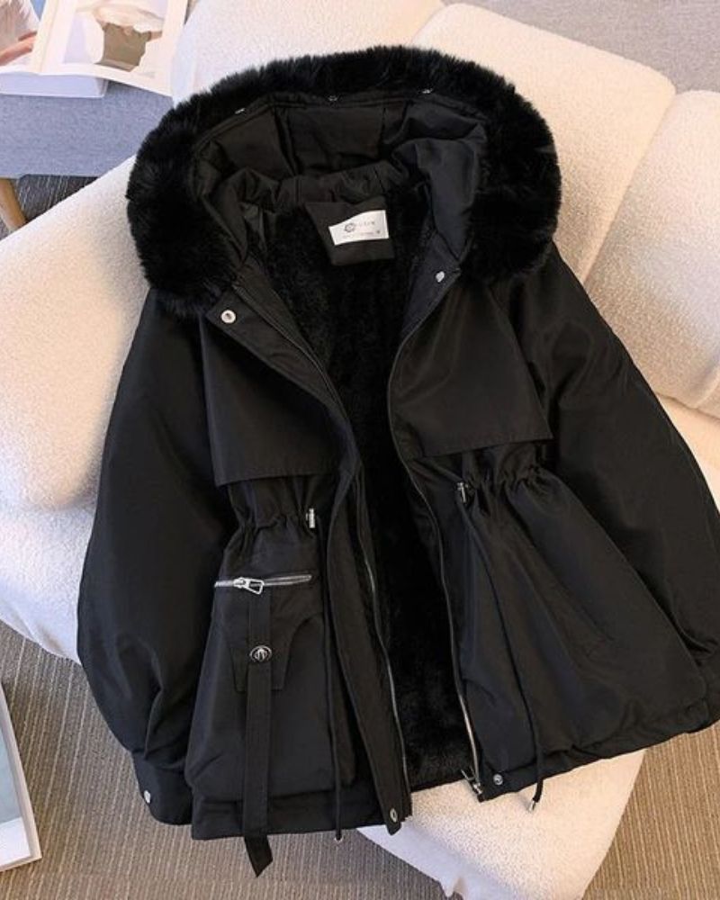 Drune | Eleganter Brévine Mantel mit Faux-Fur-Kragen