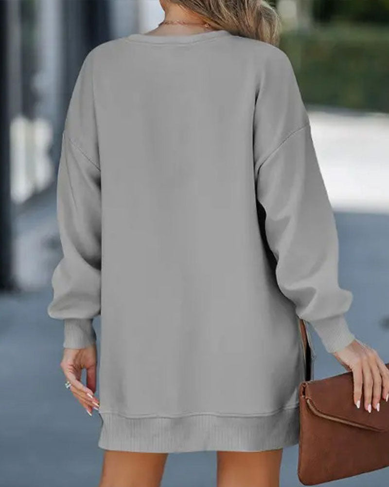 Drune | Sweatshirtkleid mit Langen Ärmeln Reißverschluss und Schlitz