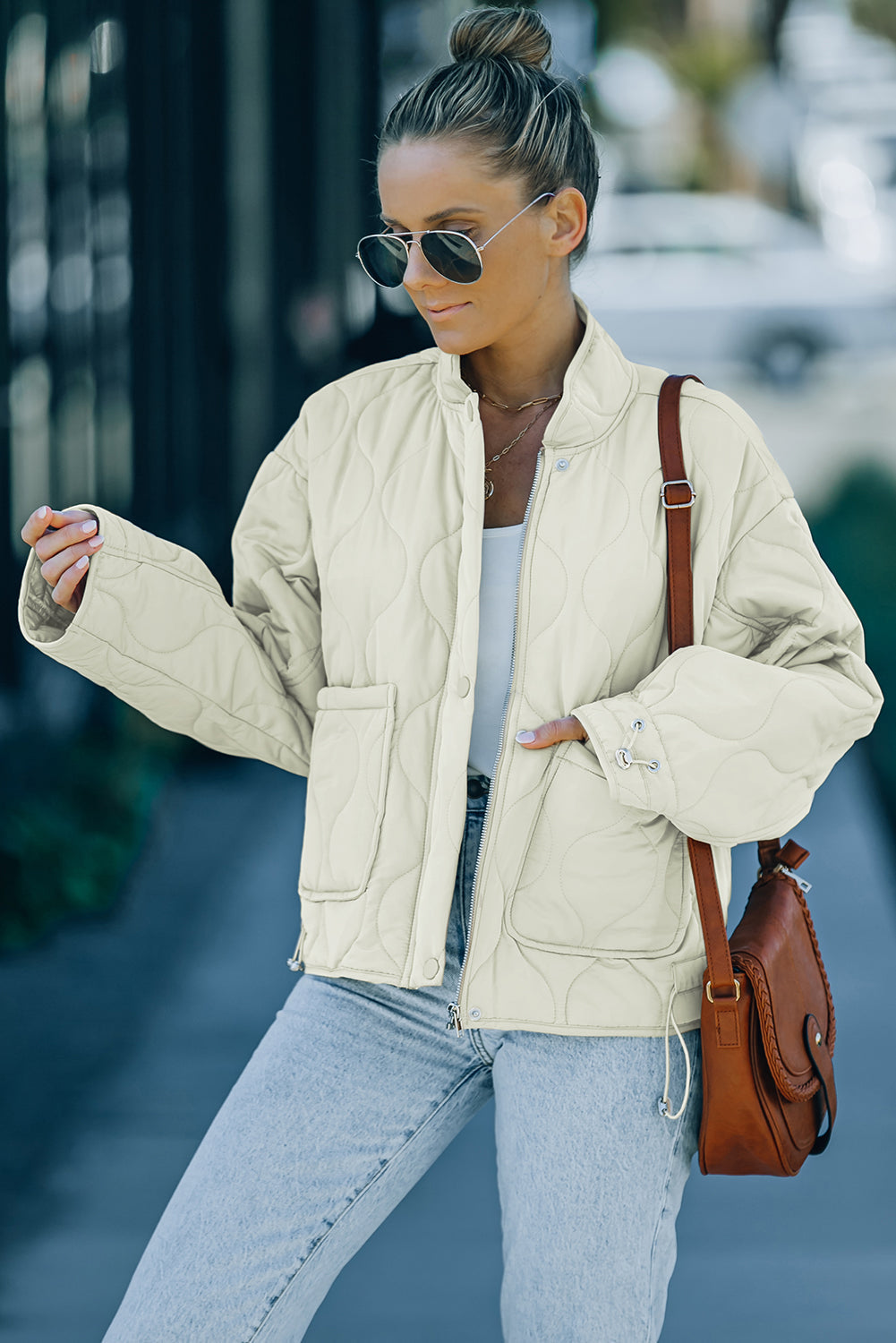 Drune | Kordelzug Gefallene Schulter Gequiltete Jacke