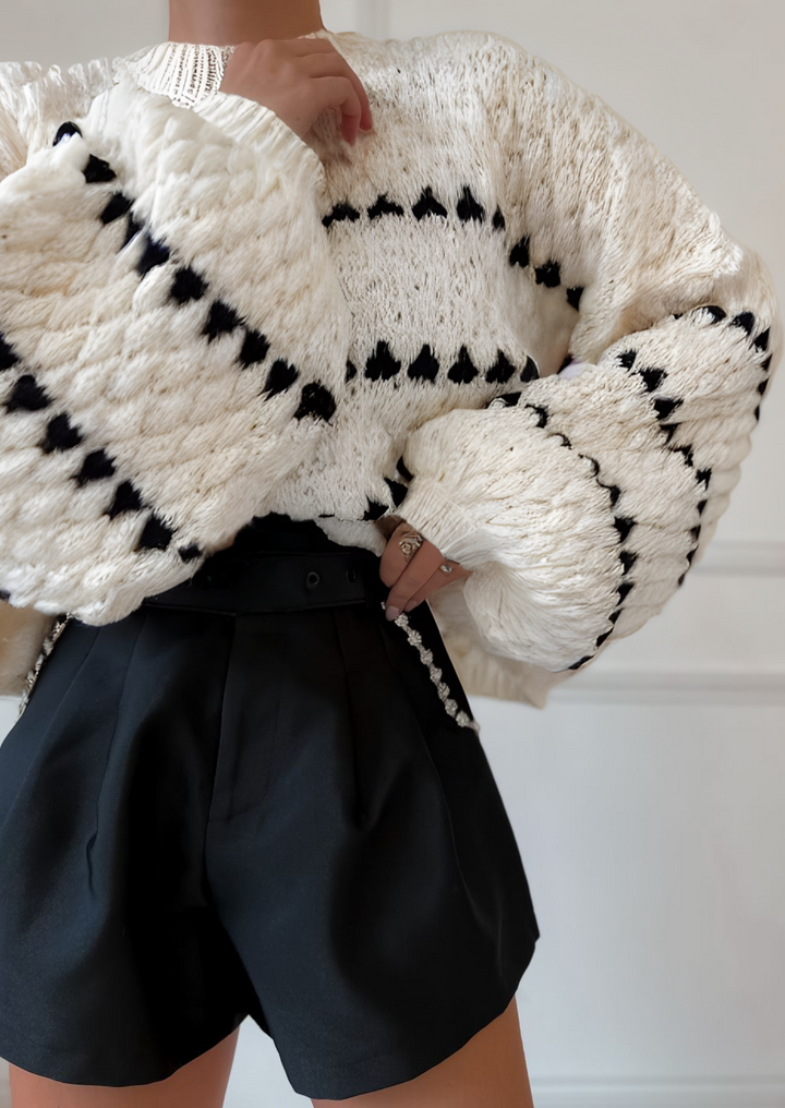 Drune | Kräftiger Strickpullover Kontrastierendes Design Warm und Zeitgemäß