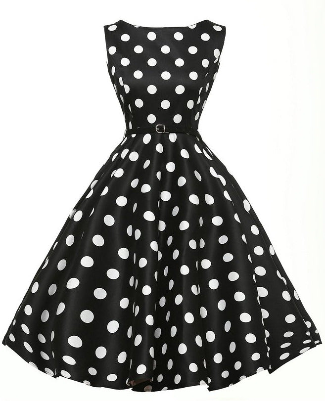 Damen A-Linien Kleid mit Polka-Dots und tailliertem Design Drune