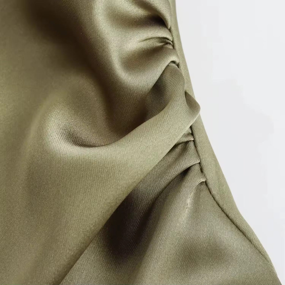 Drune | Satin Maxikleid Elegante Drapierung