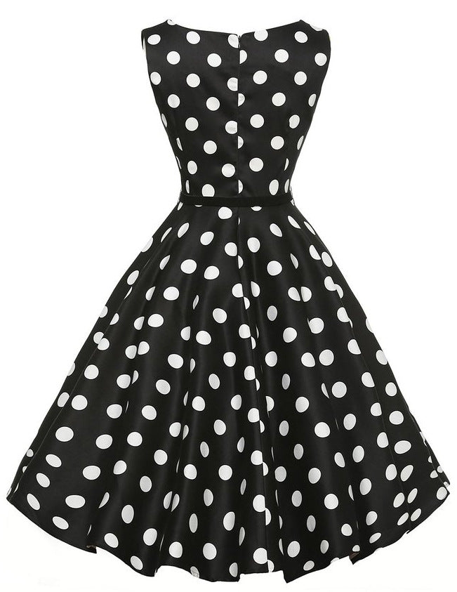 Damen A-Linien Kleid mit Polka-Dots und tailliertem Design Drune