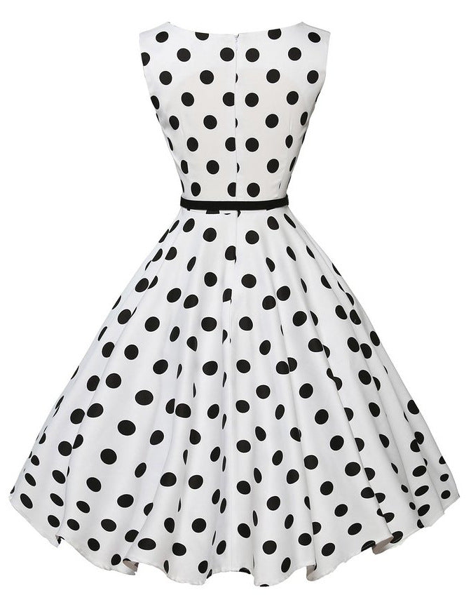 Damen A-Linien Kleid mit Polka-Dots und tailliertem Design Drune