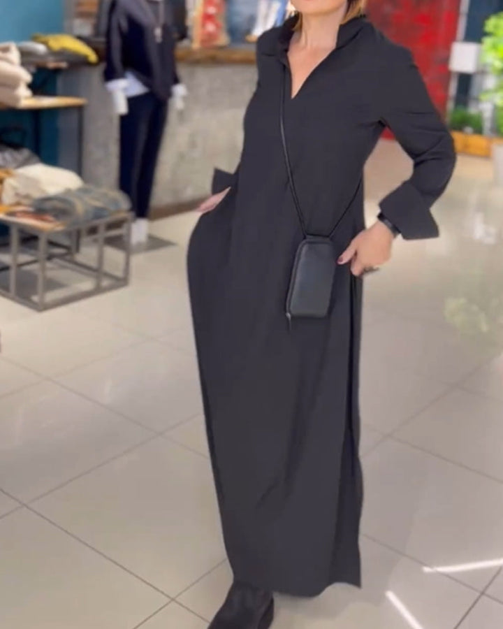 Drune | Langes Kleid mit Seitlichem Schlitzrevers