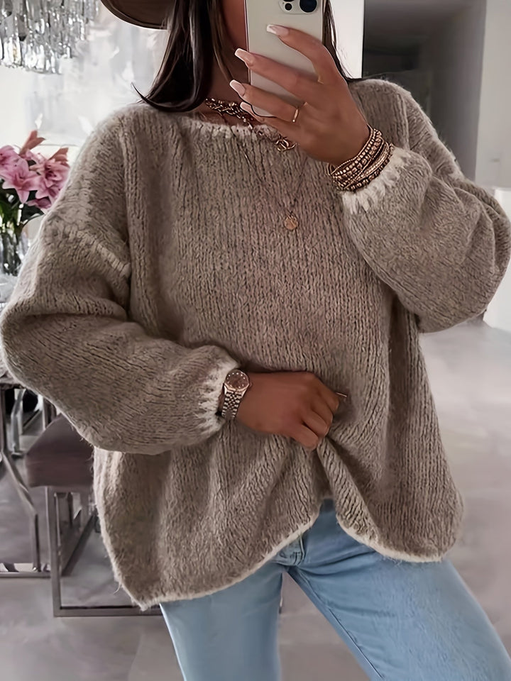 Drune | Lockere Strickpullover Weich und Gemütlich Einzigartige Häkel-details
