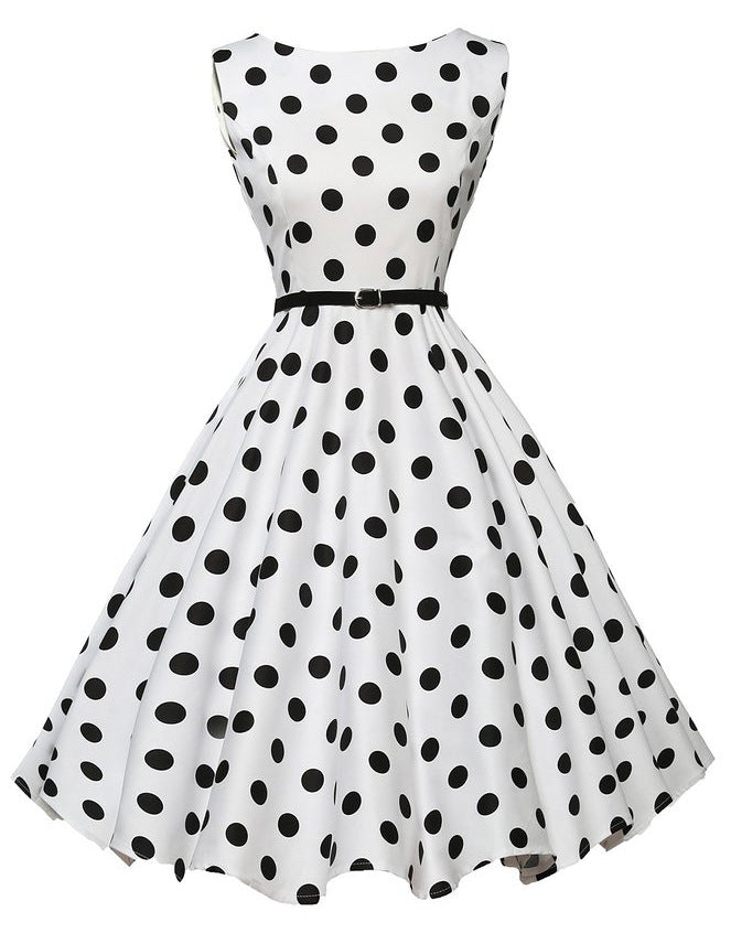 Damen A-Linien Kleid mit Polka-Dots und tailliertem Design Drune