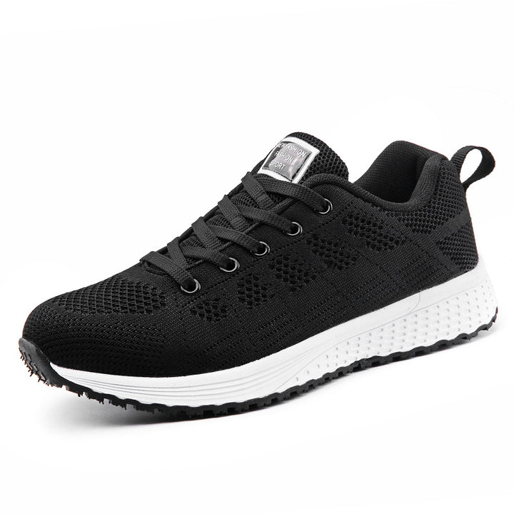 Damen nan leichtgewichtiger Strick-Freizeitsneaker mit Wabenperforation, schockabsorbierender Schaumsohle und gepolstertem Fersenkragen Drune