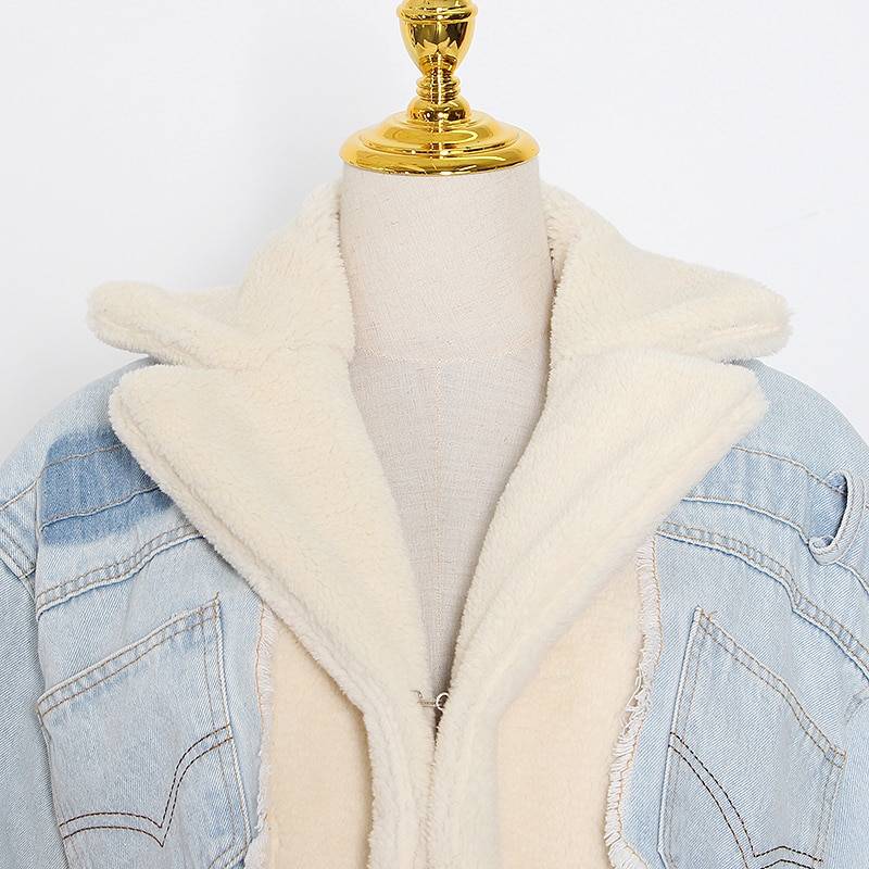 Drune | Denim-Jacke mit Sherpa-Futter - Kürzere Passform - Winter-Lässig Stil