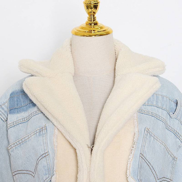 Drune | Denim-Jacke mit Sherpa-Futter - Kürzere Passform - Winter-Lässig Stil