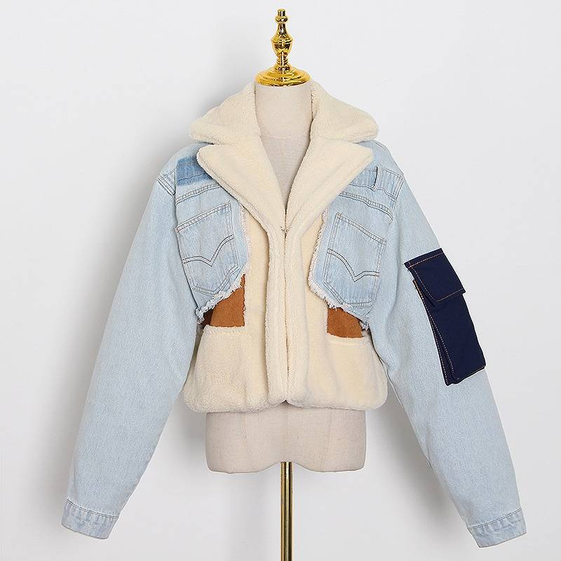 Drune | Denim-Jacke mit Sherpa-Futter - Kürzere Passform - Winter-Lässig Stil