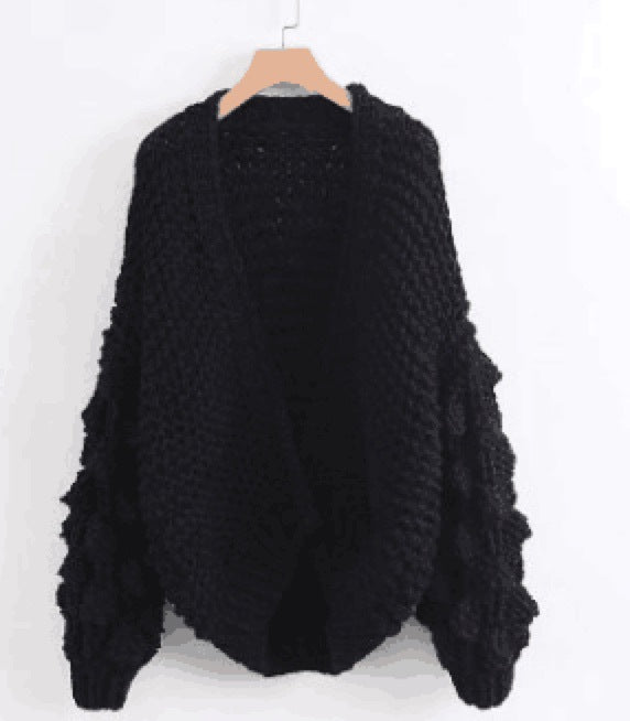 Damen Grob gestrickter Oversized Cardigan mit voluminösen Ärmeln Drune