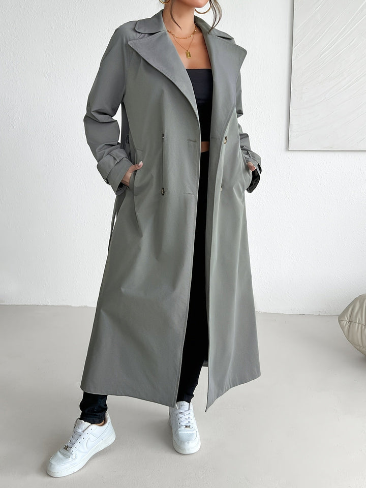 Drune | einfarbiger Trenchcoat mit Gürtel für Damen - Perfekt für legere Tage