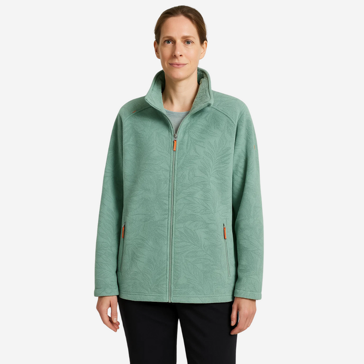 Drune | Damen Outdoor Fleecejacke Winddicht mit Pflanzenmuster