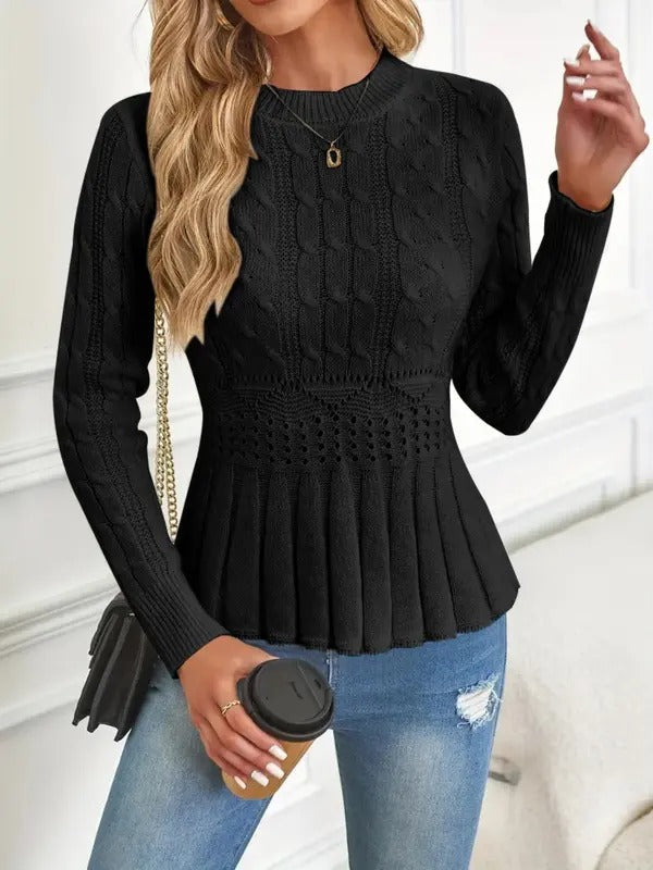 Drune | Gemütlicher schicker Grobstrickpullover mit Rundhalsausschnitt
