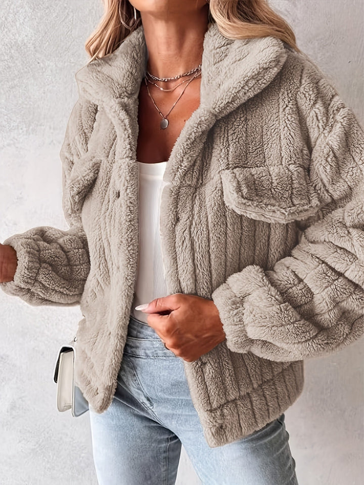 Drune | Teddyjacke mit Taschen Weich und Gemütlich Perfekt Für Kalte Tage