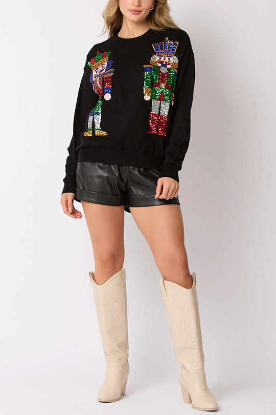 Drune | Weihnachtssoldat Pailletten Mode Lässiger Sweatshirt