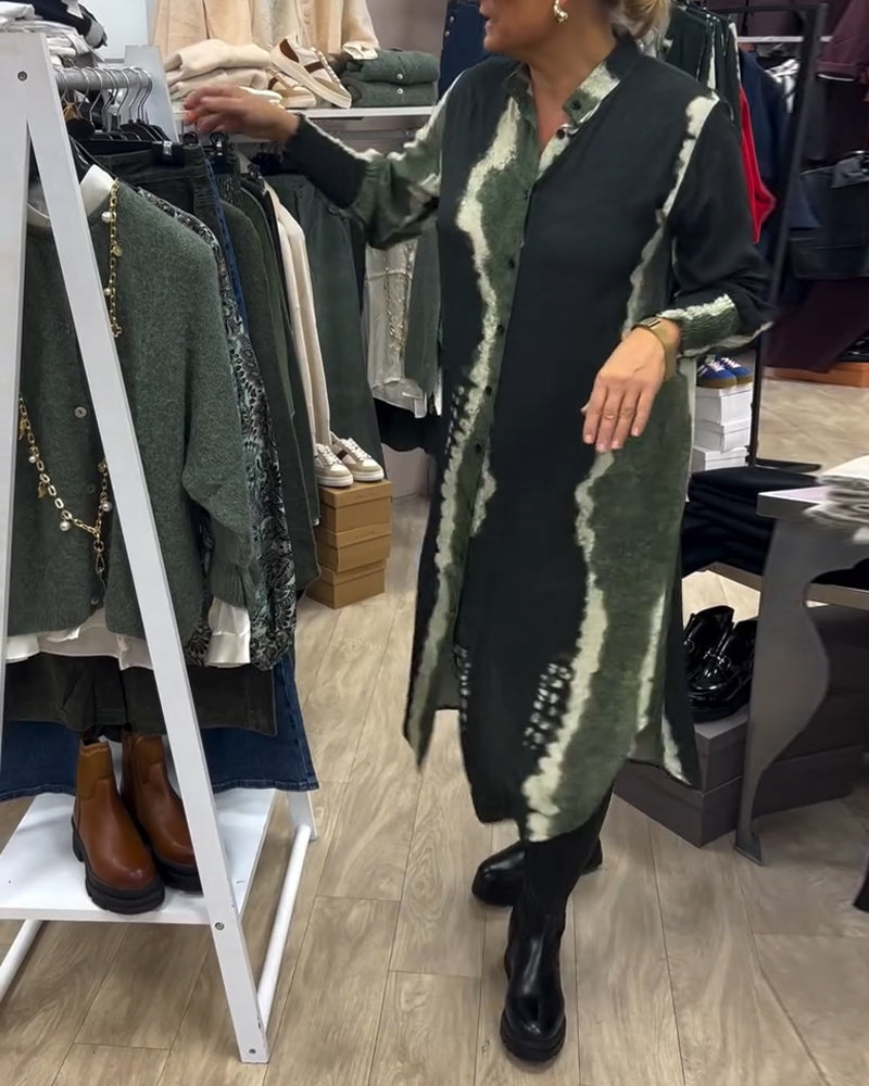 Drune | Button Down Hemdkleid mit Stehkragen