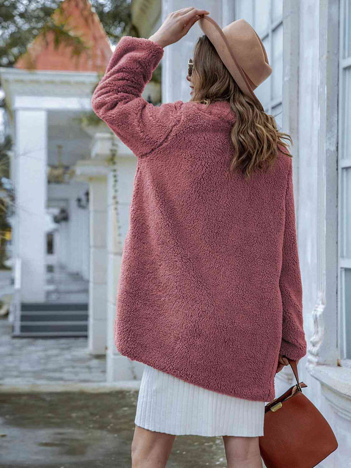 Drune | Langarm Teddy Mantel mit Taschen
