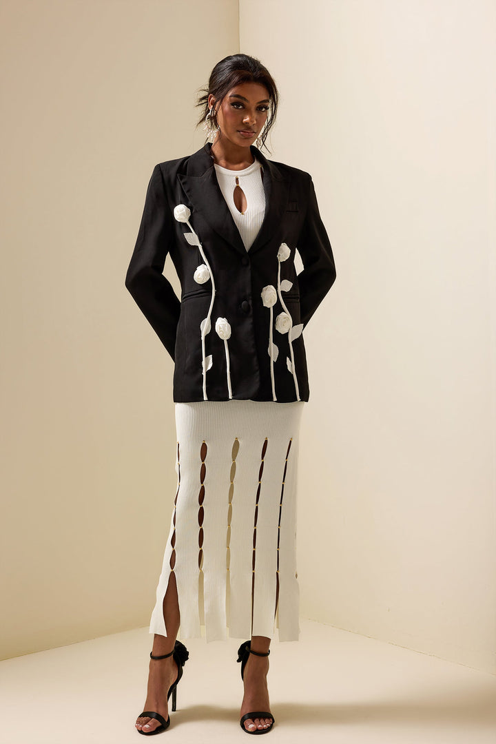 Drune | Floral contrast long-sleeved blazer jacket